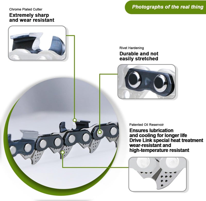 V-MODEST 3-Pack 14 Inch Chainsaw Chains Replacement 1/4" Pitch 72 Drive Links .043" Gauge Semi Chisel Chain Blade Fits Stihl MSA120 C-B, MSA160 C-B, MSA200 C-B, 3670 005 0072, 71PM3-72 - Image 2